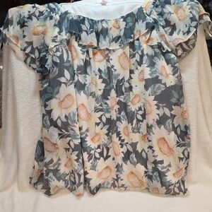 LAUREN CONRAD WOMENS floral BLOUSE SIZE XL